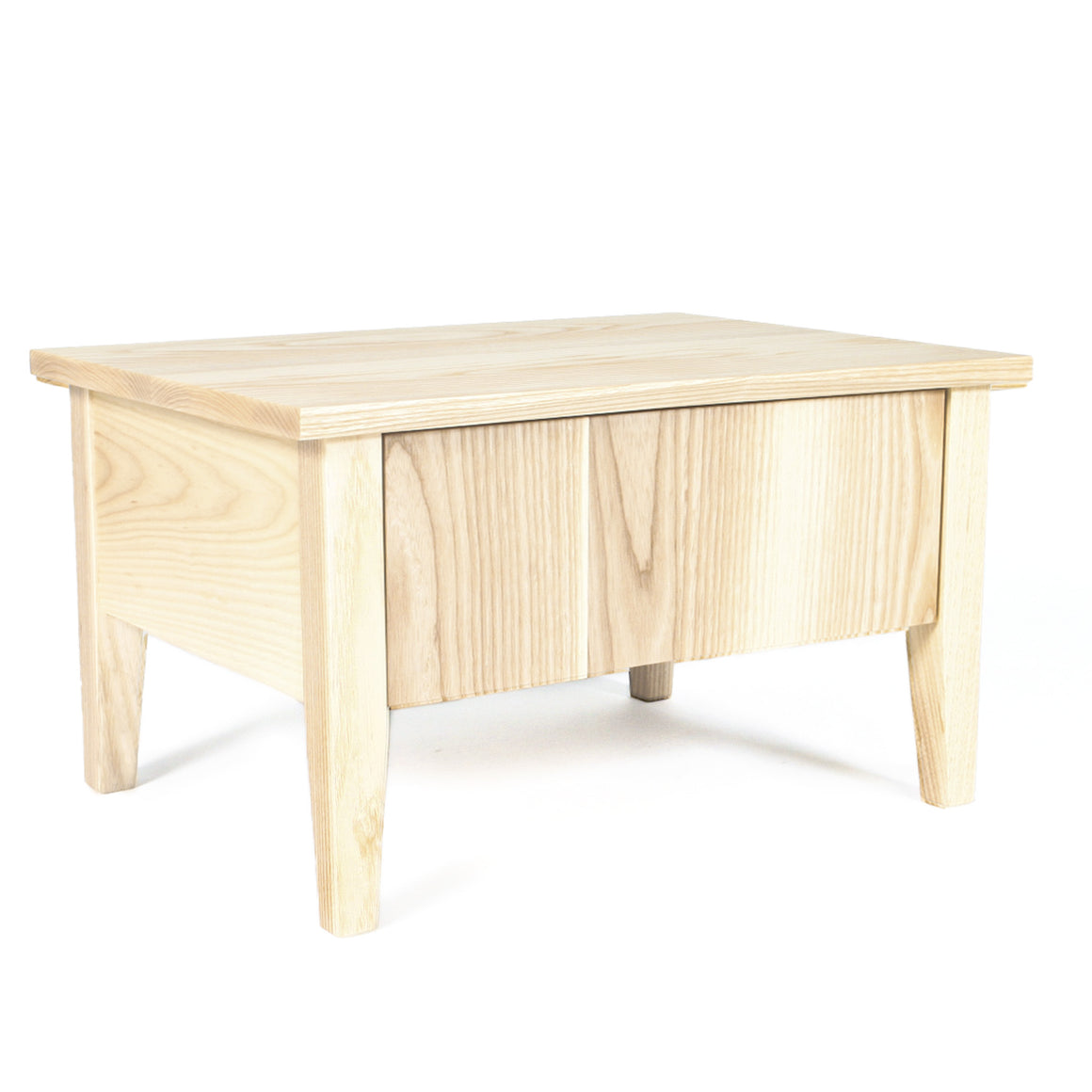 Low Bedside Table, Nightstand, White Ash